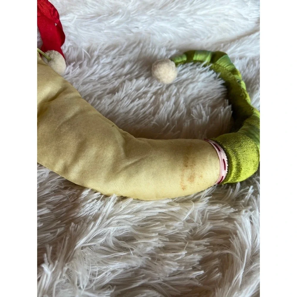 Dept 56 Christmas Stocking Big Vintage Rejoice Elf Curled Toe Lace Jester Shabby